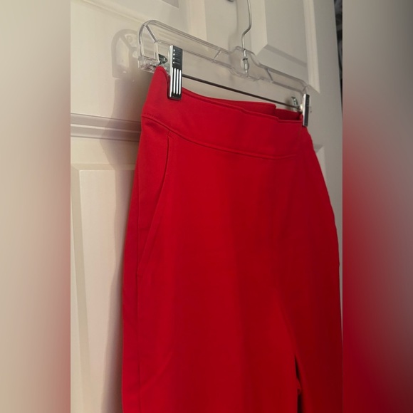 Spanx Stretch Cotton Slimming High Waisted Straight Leg Pants, Cherry Red, M - Picture 2 of 9